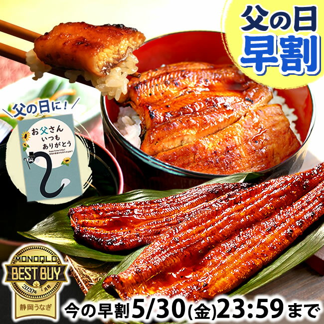 ＼早割5/30(金)まで！／ 父の日 早割 プレゼント うなぎ 国産 蒲焼き ギフト 食べ物 送料無料 鰻 真空パック 食品 グルメ 人気 クーポン 内祝い 誕生日 お中元 御中元 夏ギフト 最強配送 ご褒美 90〜110g 150〜160g 180〜200g 2〜6尾 【静岡産 AAA 簡易箱】Gset [1〜6人前]