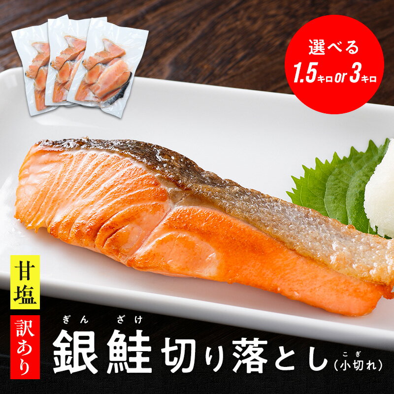 【送料無料】甘塩 銀鮭切り落とし 小切れ 選べる1.5kg/3kg（500g小分け）｜お弁当に最適な脂のり抜群の塩鮭 切り落とし・カマ・ハラス入り｜ 冷凍 共栄水産 サケ サーモン 切り身 切身 カマ 鮭 ハラス かま 鮭はらす 訳あり はらこ飯 鮭 冷凍